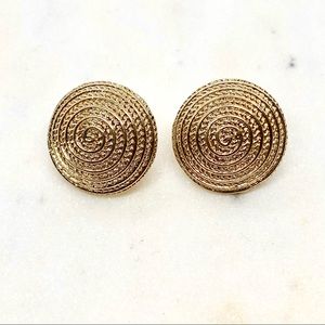 Vintage gold tone button earrings